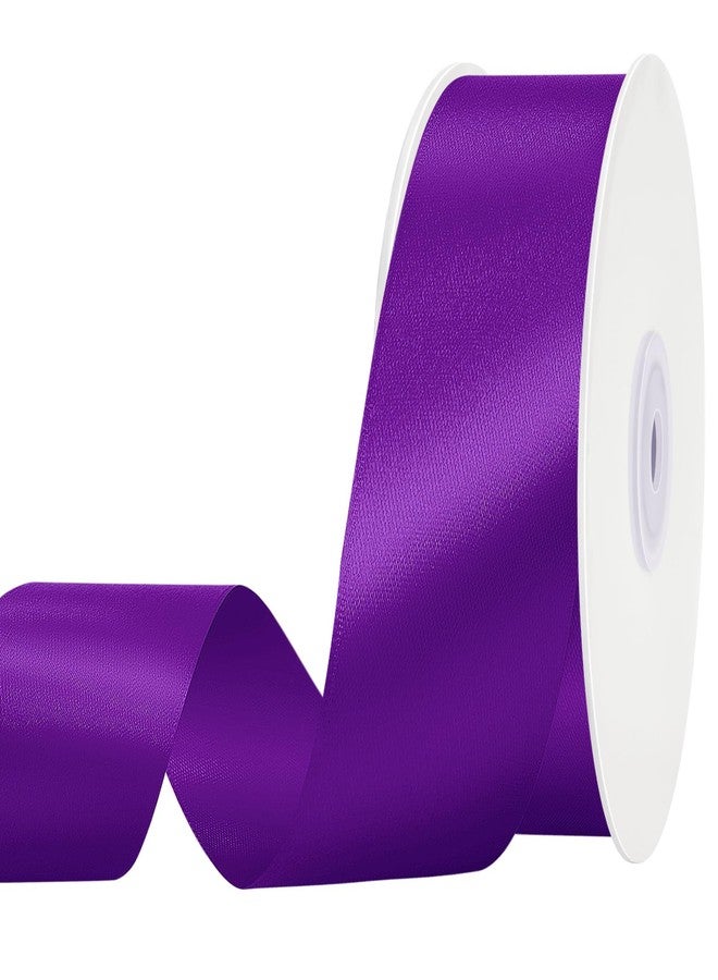iefoah Purple Satin Ribbon 1 1/2 Inch, 50 Yards Solid Purple Fabric Ribbons for Gift Wrapping Crafts Floral Bouquets Wedding Party Decoration - Image 1